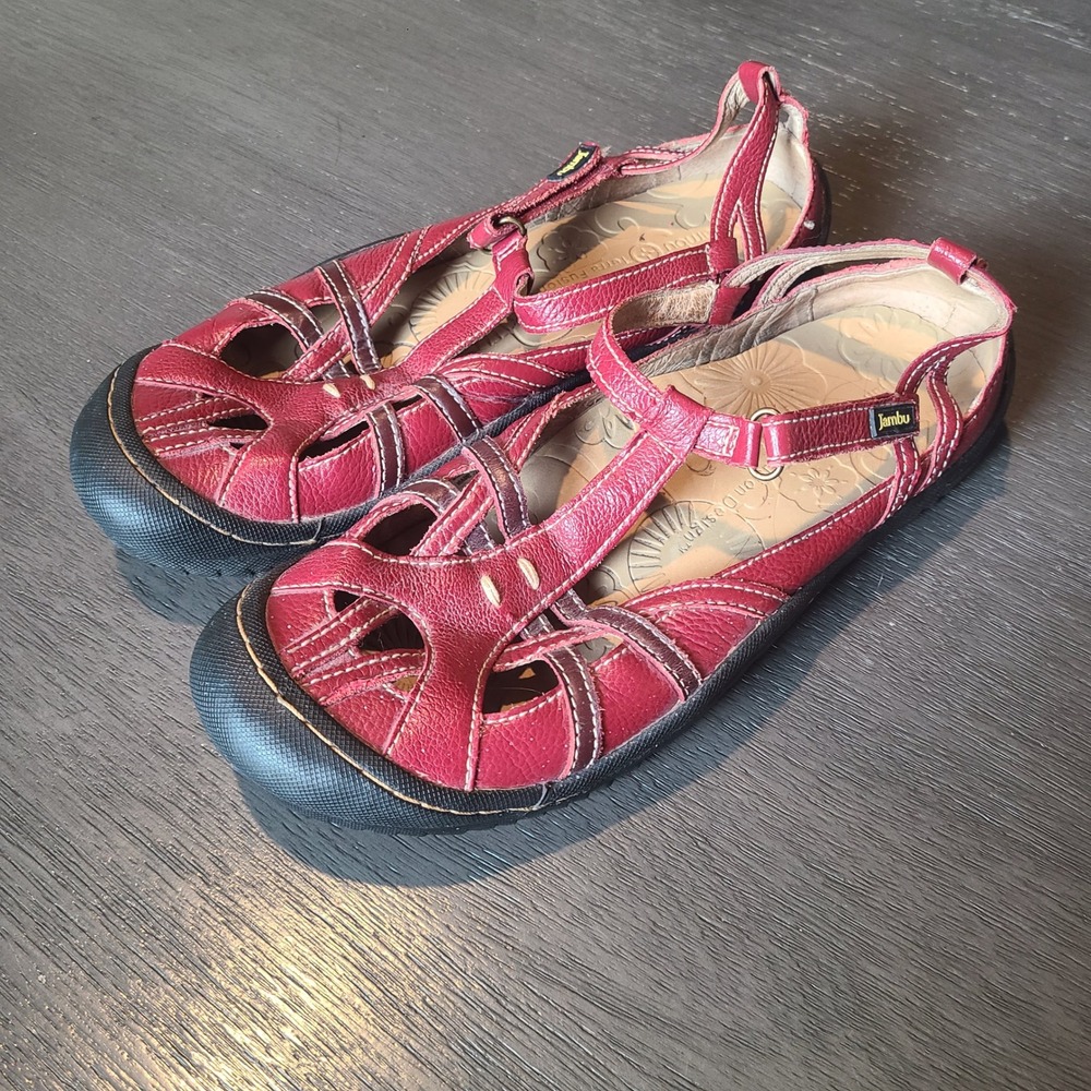 JBU by Jambu Women's Magnolia T-Strap Mary Jane‎ Flat Comfort Red Size 9 M